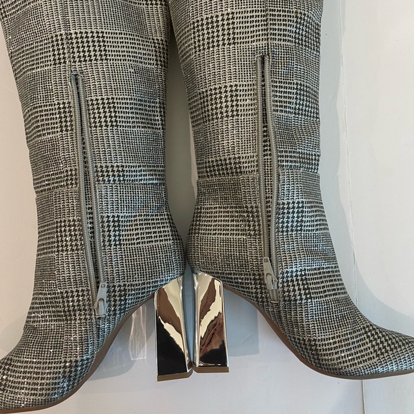 NEW GIANNI BINI Junypear Plaid Silver Glitter Boot size 5.5 - Picture 10 of 15